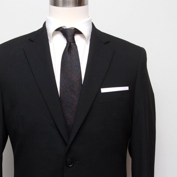 38R ALFANI Men's Suit Jacket Black Solid Classic Fit‎ Stretch E01034 - Picture 2 of 8